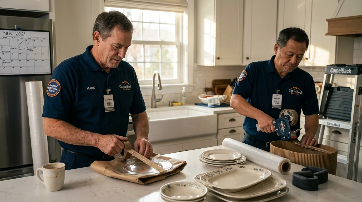 Professional crew packing kitchen dishware in Pikeville, KY